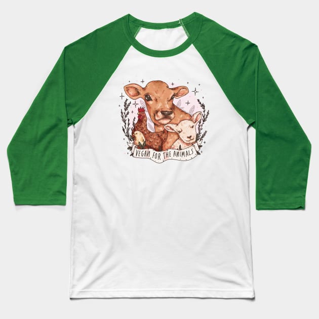 Vegan For The Animals Baseball T-Shirt by chiaraLBart